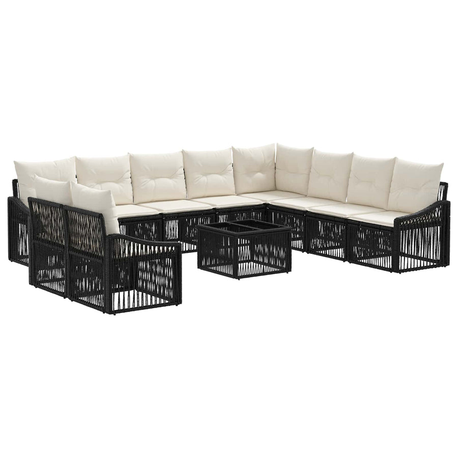 Tuinbankenset 11 pcs Zwart poly rattan