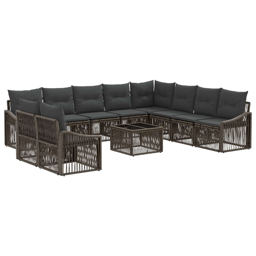Tuinbankenset 11 pcs Grijs poly rattan