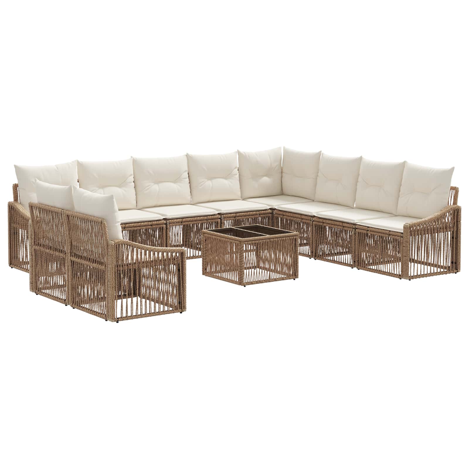 Tuinbankenset 11 pcs Beige poly rattan