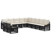 Tuinbankenset 11-delig zwart poly rattan