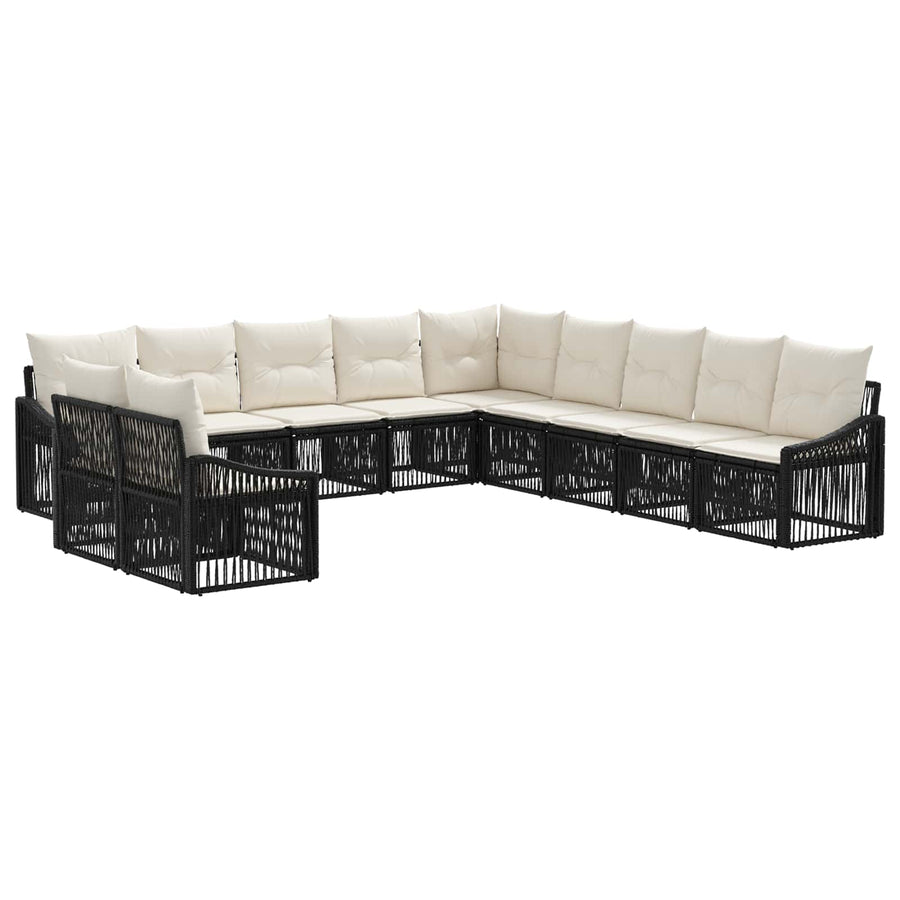 Tuinbankenset 11 pcs Zwart poly rattan