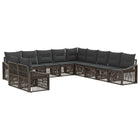 Tuinbankenset poly rattan grijs 11 delig