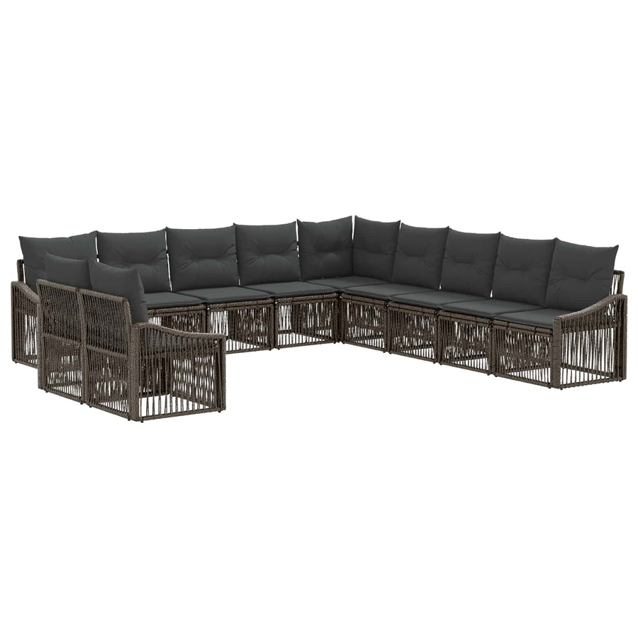 Tuinbankenset 11 pcs Grijs poly rattan