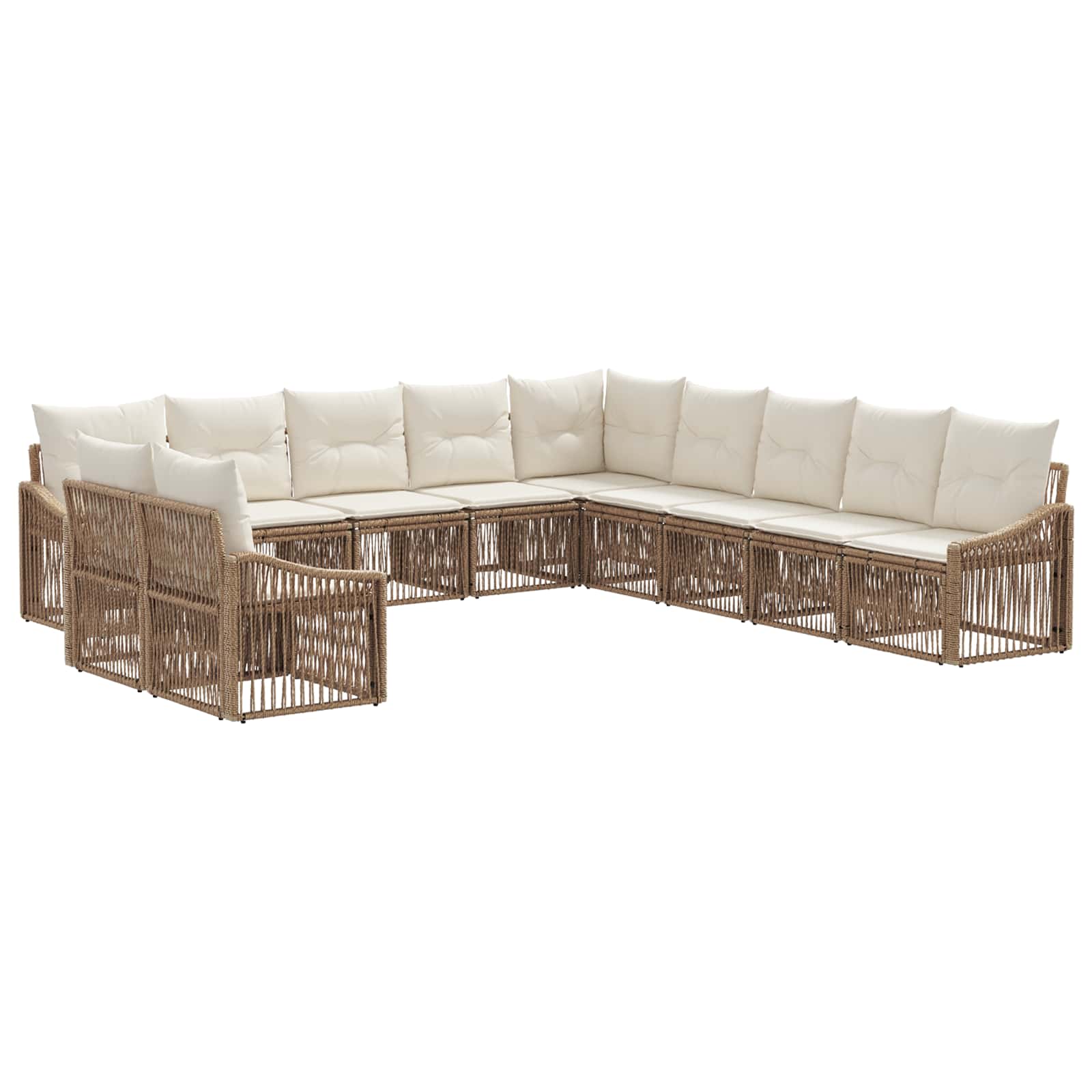 Tuinbankenset 11 pcs Beige poly rattan