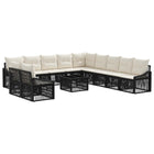 Tuinbankenset poly rattan zwart 12-delig