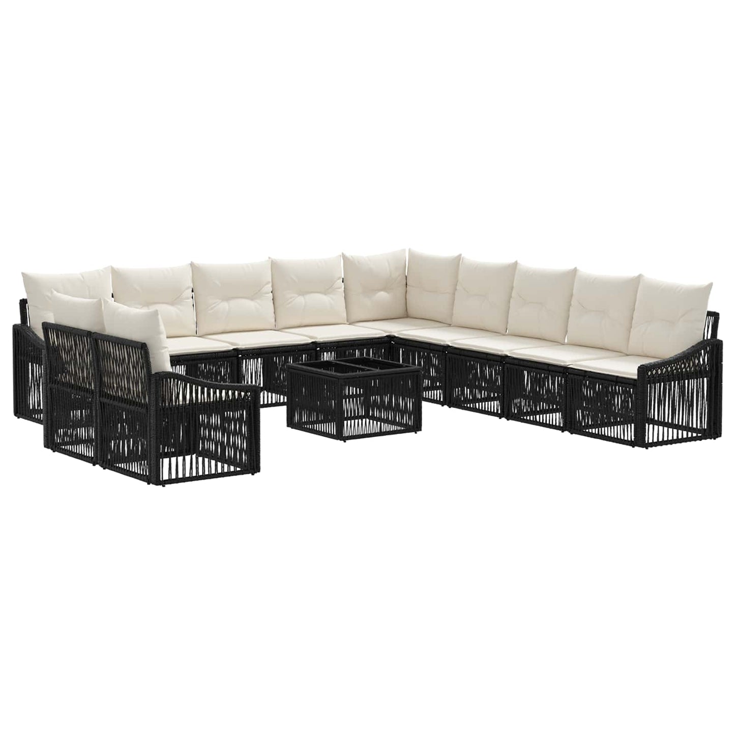 Tuinbankenset 12 pcs Zwart poly rattan