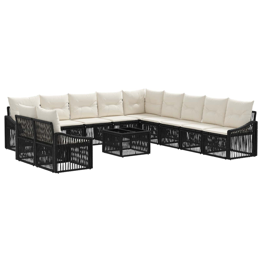 Tuinbankenset 12 pcs Zwart poly rattan