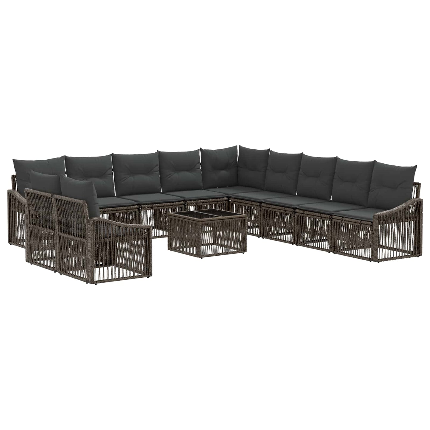 Tuinbankenset 12 pcs Grijs poly rattan