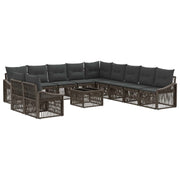 Tuinbankenset poly rattan grijs 12-delig