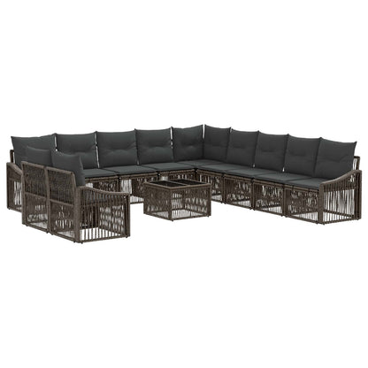 Tuinbankenset 12 pcs Grijs poly rattan