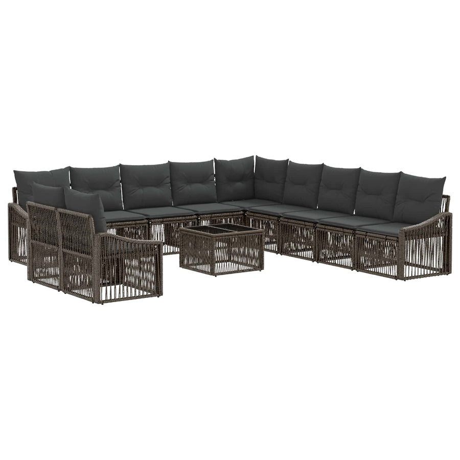 Tuinbankenset 12 pcs Grijs poly rattan