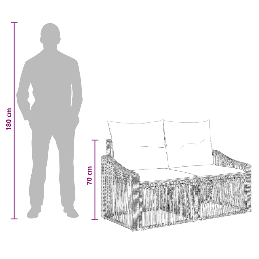 Tuinbankenset 12 pcs Grijs poly rattan
