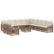 Tuinbankenset poly rattan beige 12-delig