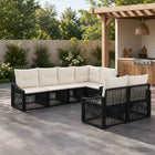 Tuinbankenset 7 st 7-Aantal zitplaatsen Zwart poly rattan