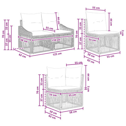 Tuinbankenset 7 st 7-Aantal zitplaatsen Grijs poly rattan