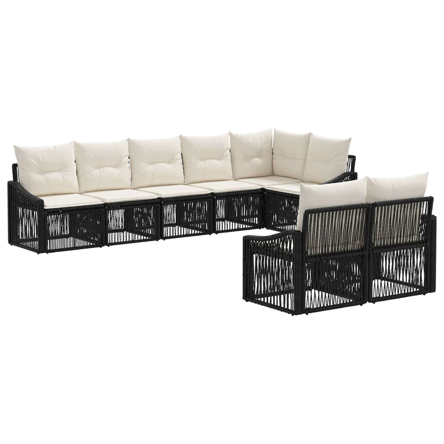 Tuinbankenset 8 pcs Zwart poly rattan