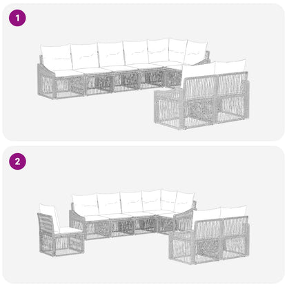 Tuinbankenset 8 pcs Zwart poly rattan