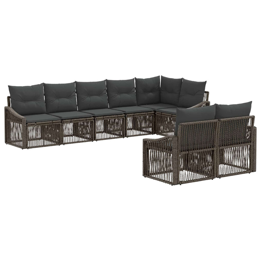 Tuinbankenset 8 pcs Grijs poly rattan