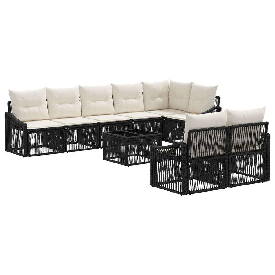 Tuinbankenset 9 pcs Zwart poly rattan