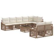 Tuinbankenset 9-delig poly rattan beige