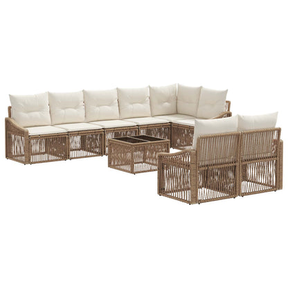 Tuinbankenset 9 pcs Beige poly rattan