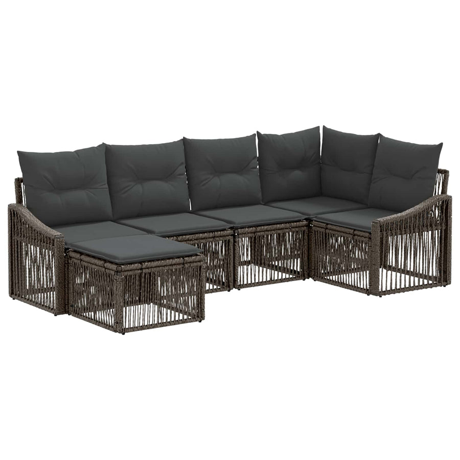 Tuinbankenset 6 pcs Grijs poly rattan