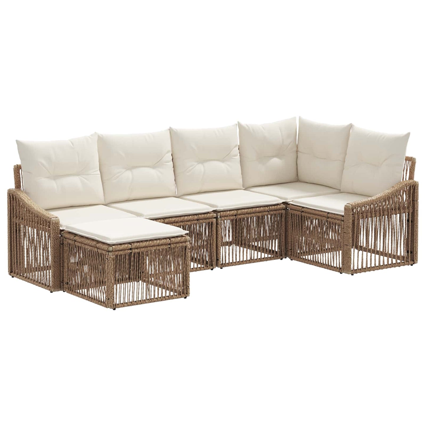 Tuinbankenset 6 pcs Beige poly rattan