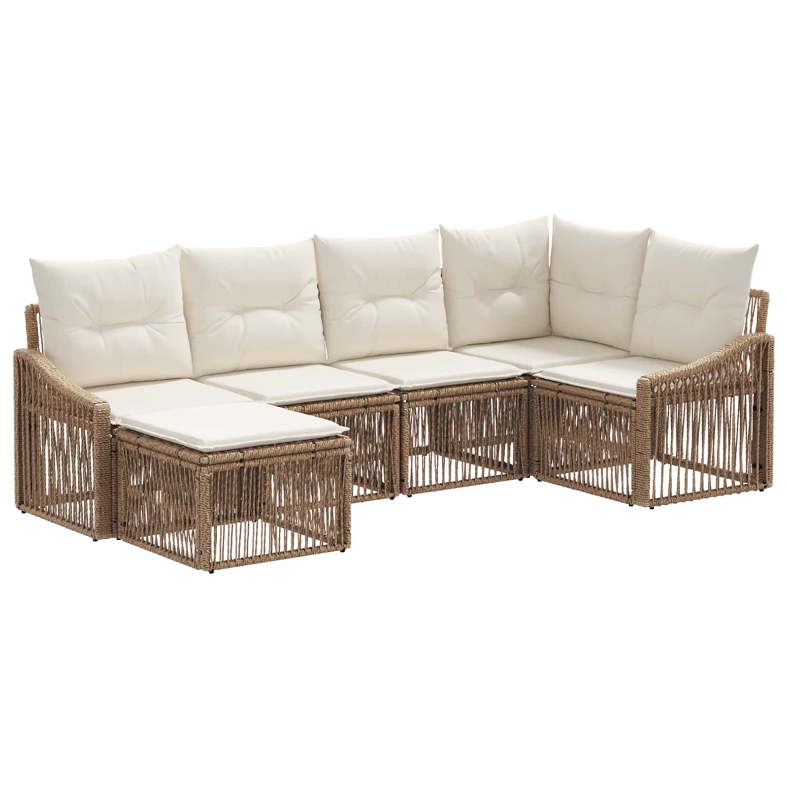Tuinbankenset 6 pcs Beige poly rattan
