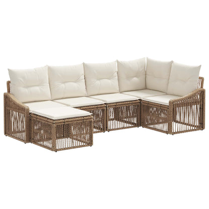 Tuinbankenset 6 pcs Beige poly rattan