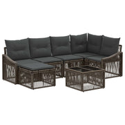 Tuinbankenset poly rattan grijs 7-delig