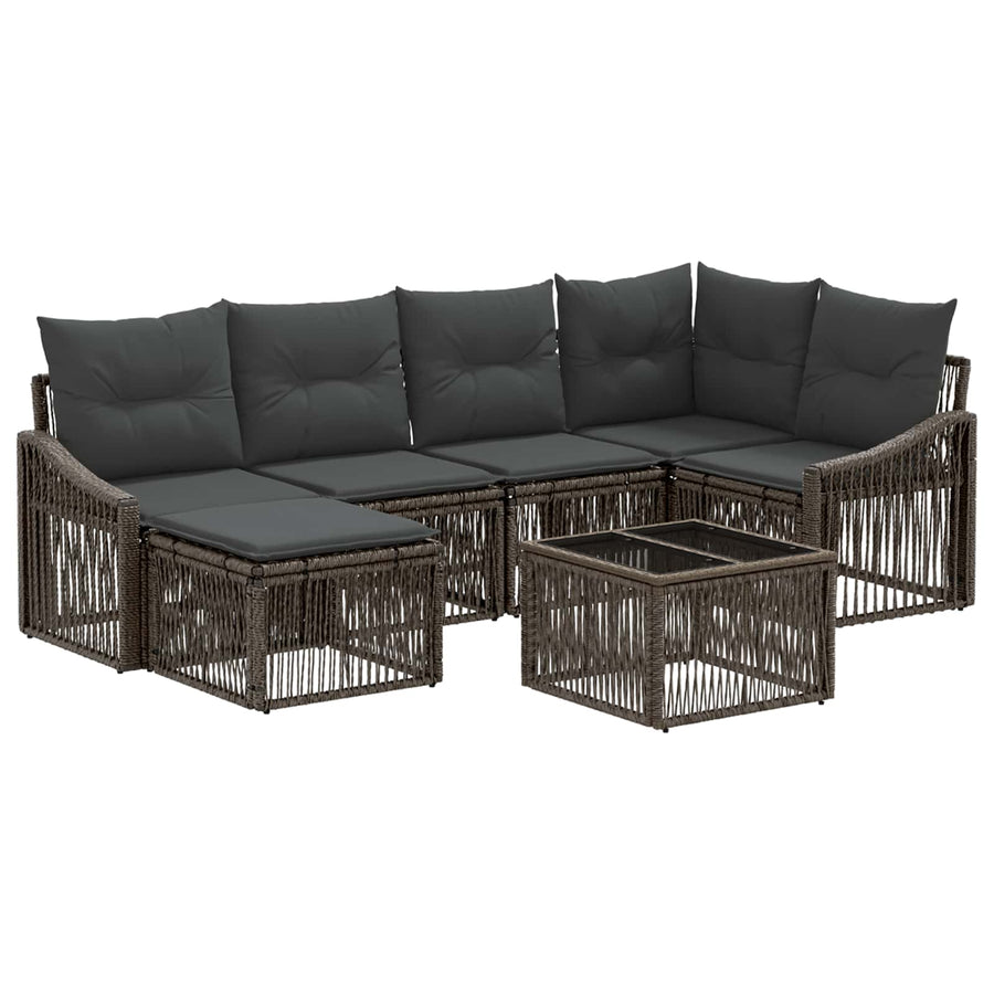 Tuinbankenset 7 pcs Grijs poly rattan