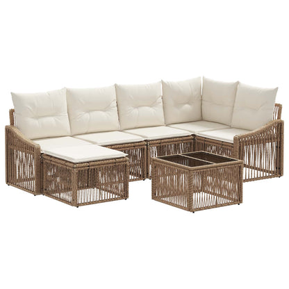 Tuinbankenset 7 pcs Beige poly rattan