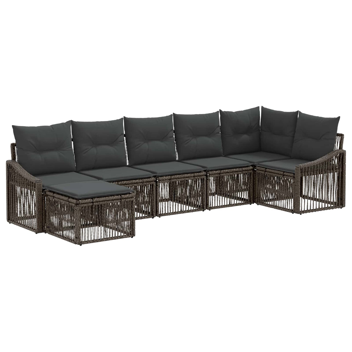 Tuinbankenset 7 pcs Grijs poly rattan