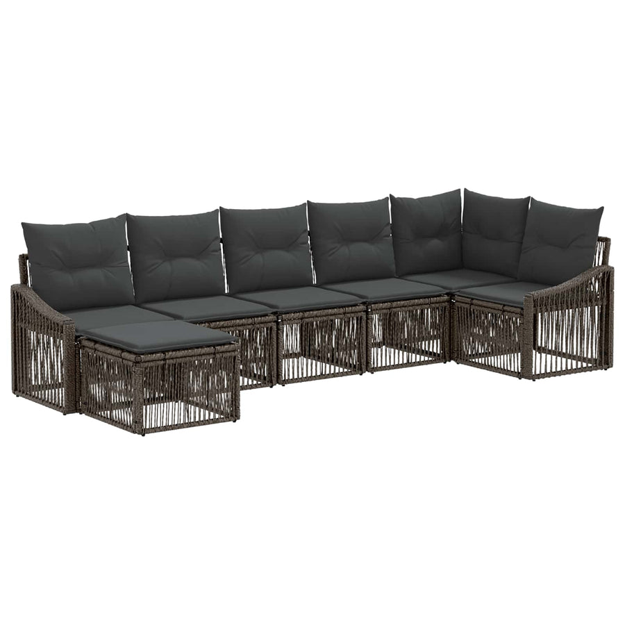 Tuinbankenset 7 pcs Grijs poly rattan
