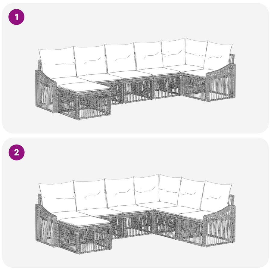 Tuinbankenset 7 pcs Grijs poly rattan