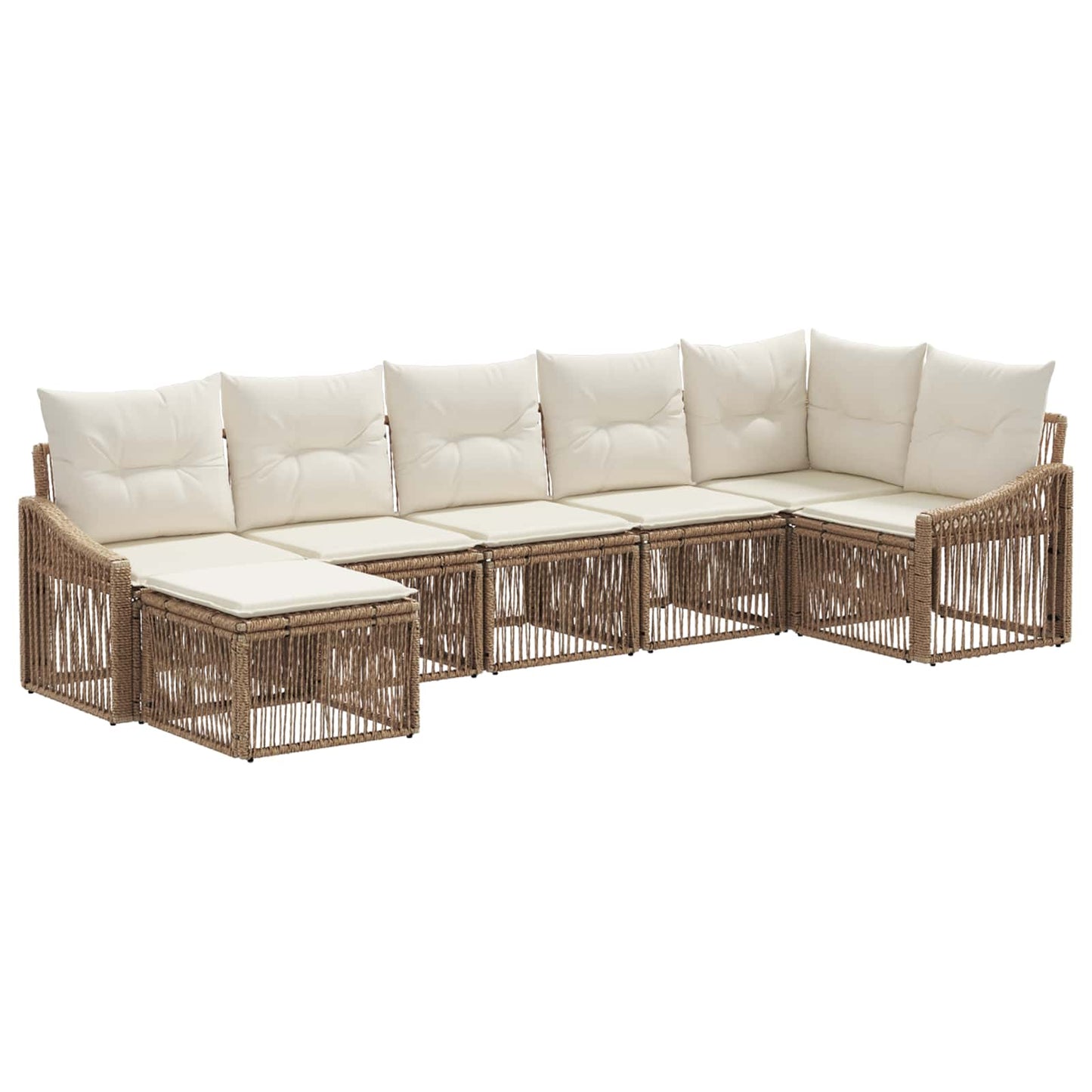 Tuinbankenset 7 pcs Beige poly rattan