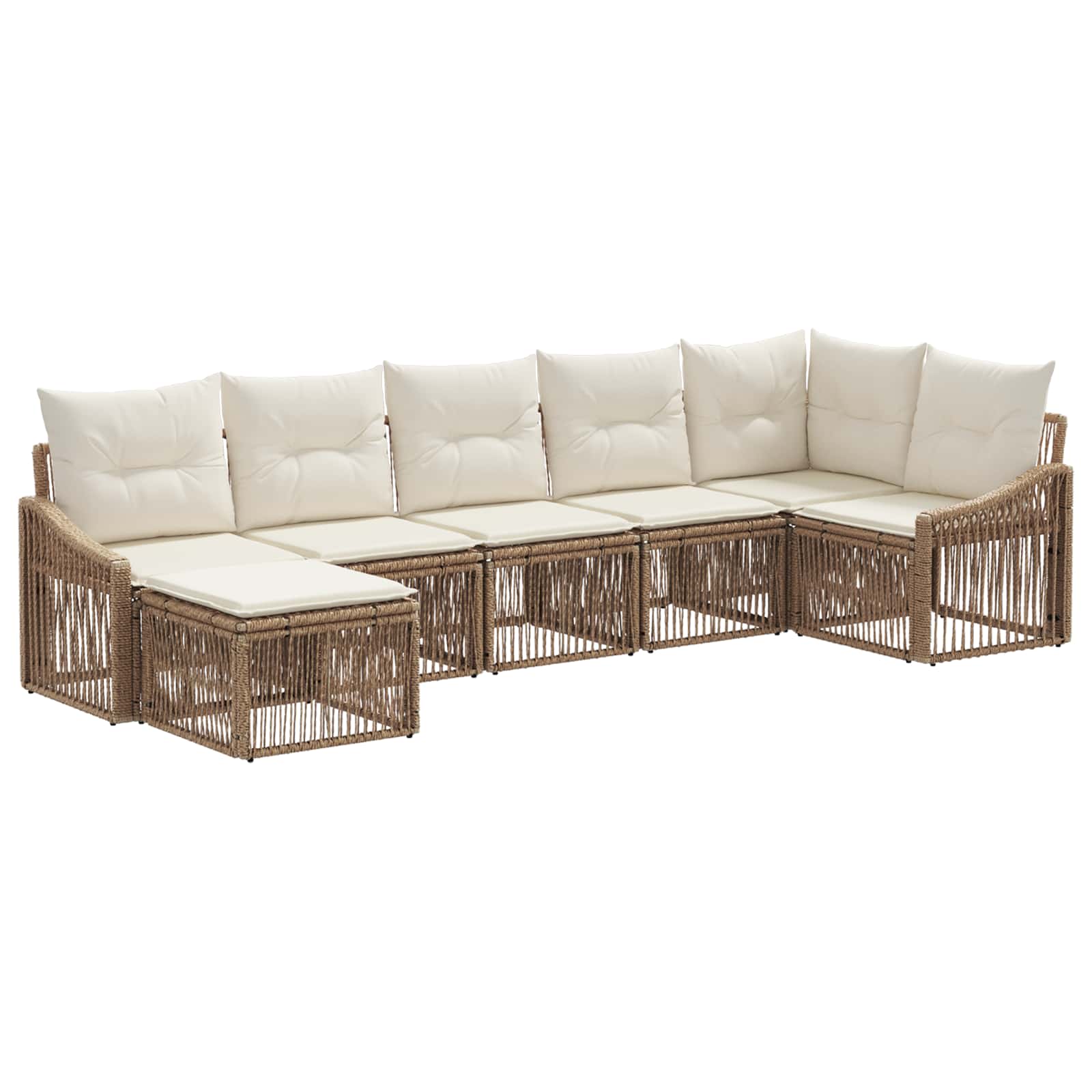 Tuinbankenset 7 pcs Beige poly rattan