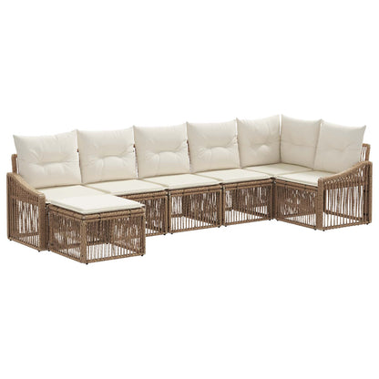Tuinbankenset 7 pcs Beige poly rattan