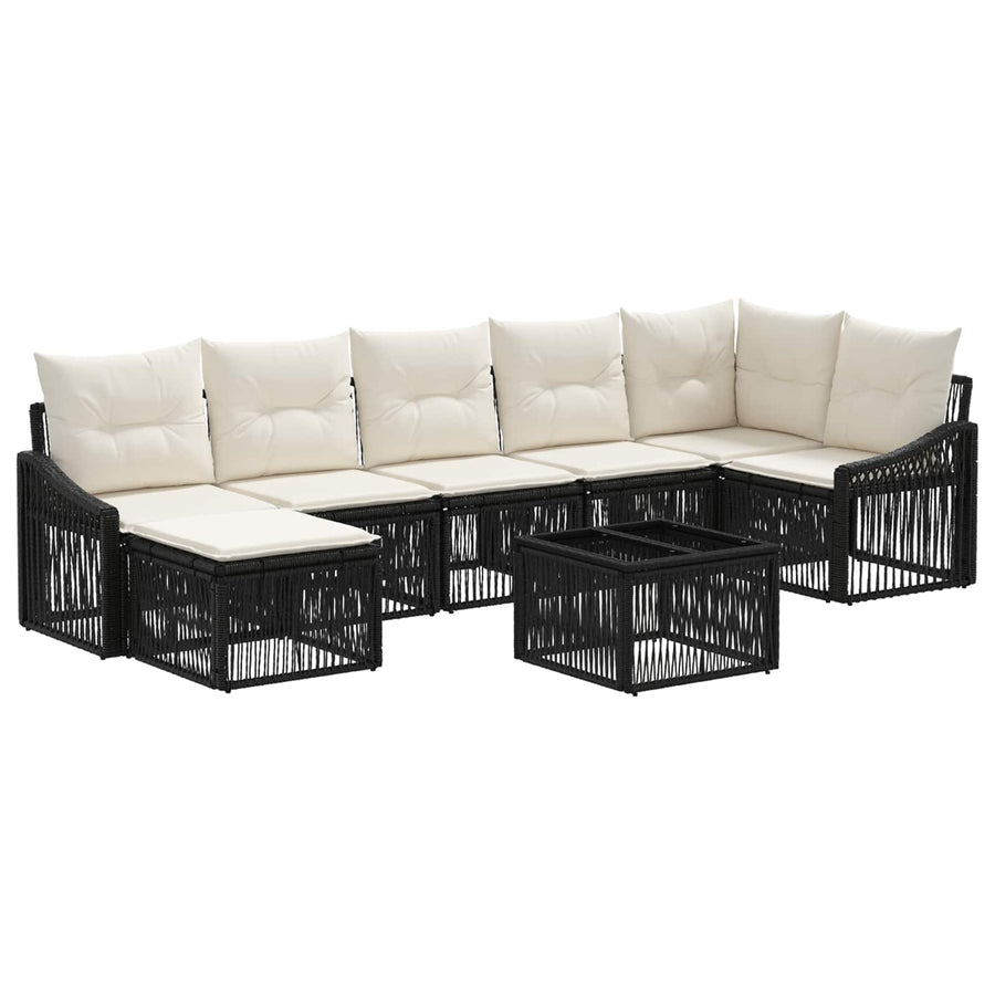 Tuinbankenset 8 pcs Zwart poly rattan