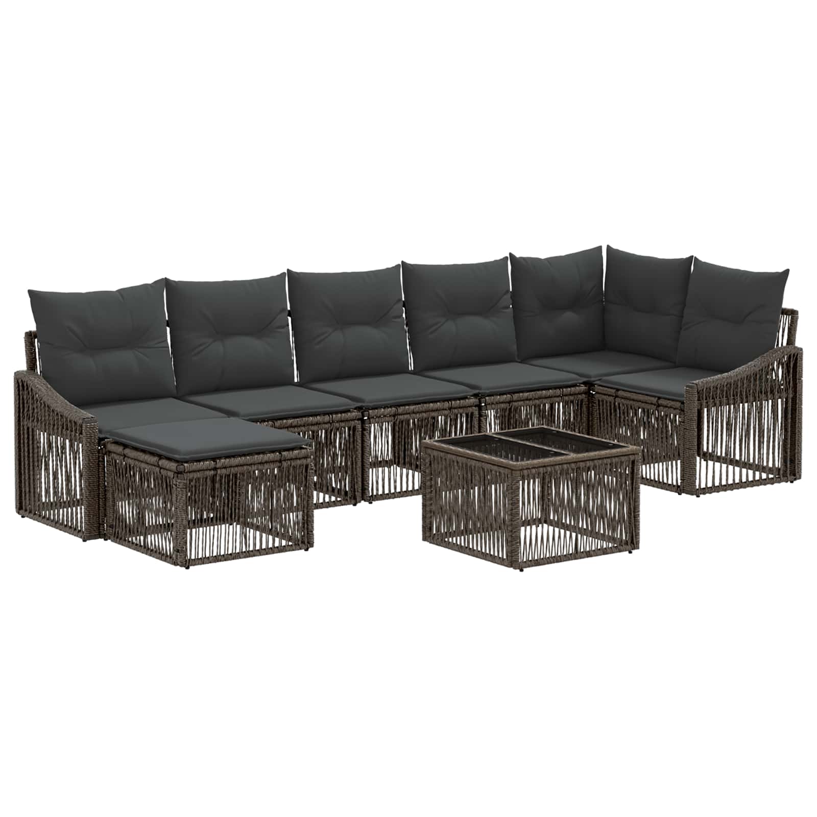 Tuinbankenset 8 pcs Grijs poly rattan