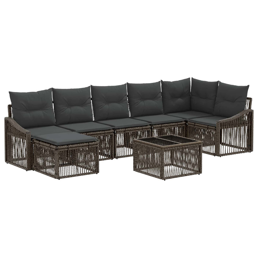 Tuinbankenset 8 pcs Grijs poly rattan