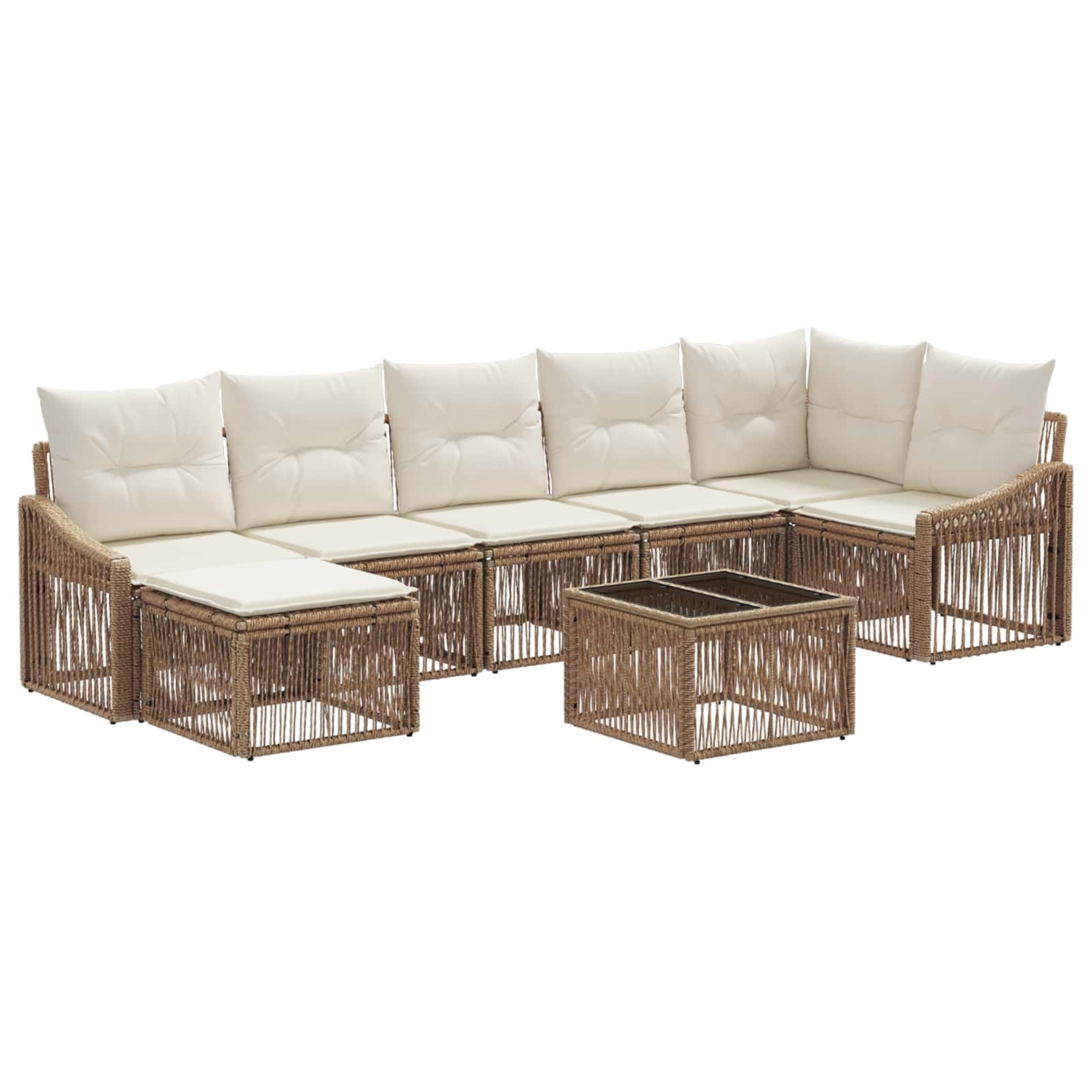 Tuinbankenset 8 pcs Beige poly rattan