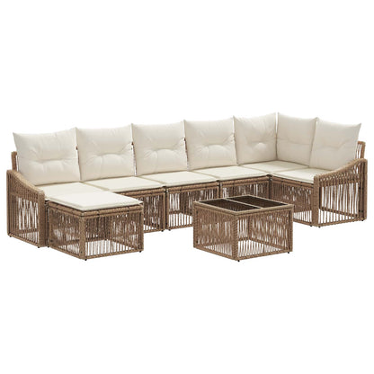 Tuinbankenset 8 pcs Beige poly rattan