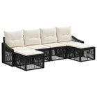 Tuinbankenset poly rattan zwart 6 personen