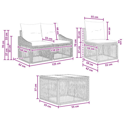 Tuinbankenset 6 pcs Zwart poly rattan