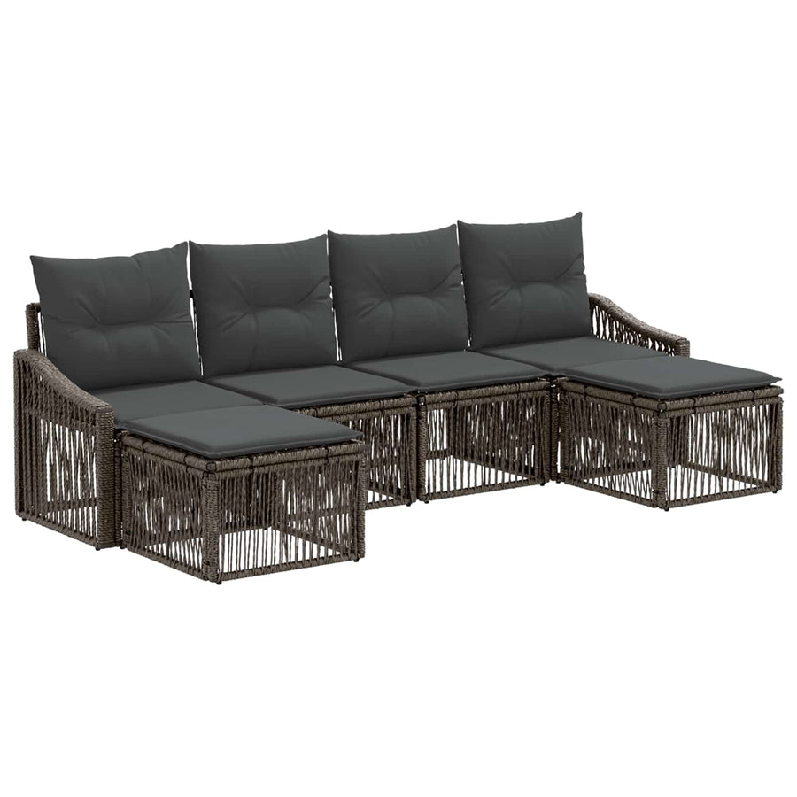 Tuinbankenset 6 pcs Grijs poly rattan