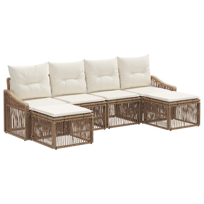 Tuinbankenset 6 pcs Beige poly rattan