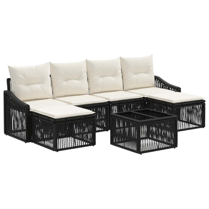 Tuinbankenset 7 pcs Zwart poly rattan
