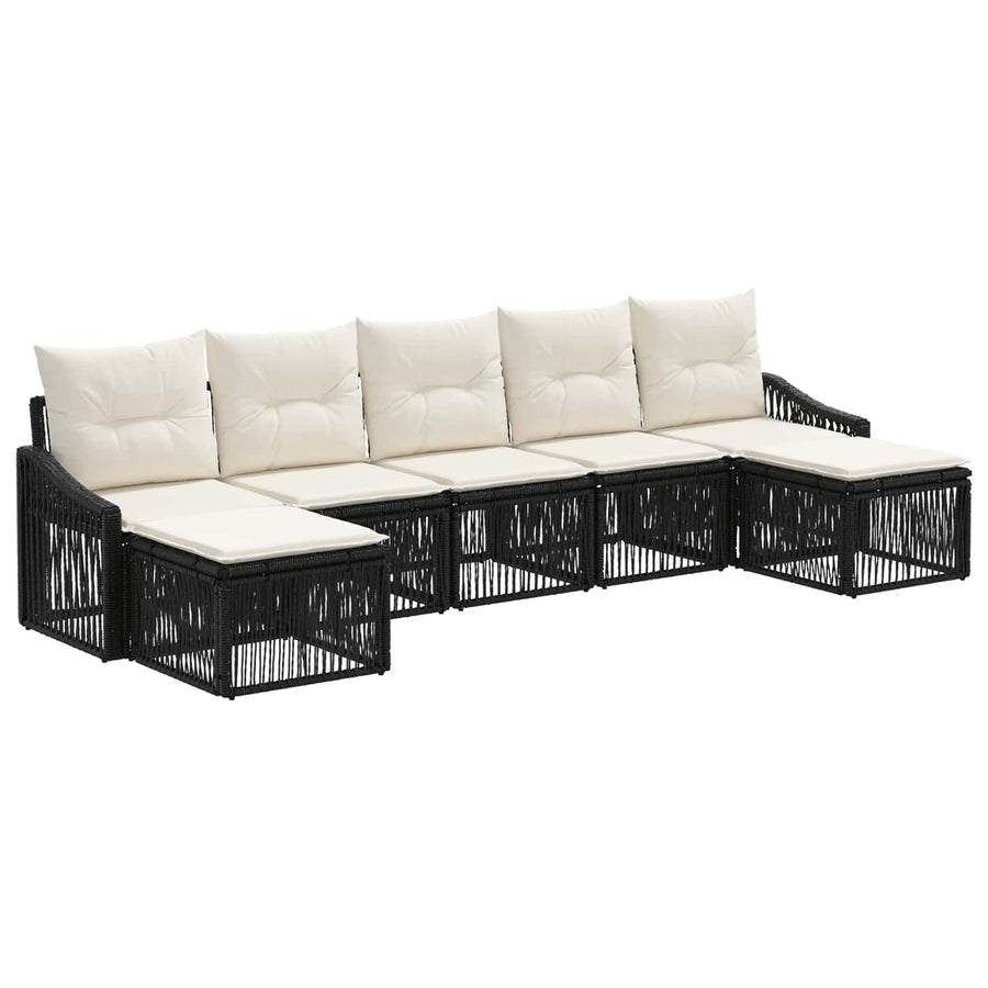 Tuinbankenset 7 pcs Zwart poly rattan