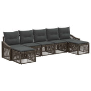 Tuinbankenset 7-delig poly rattan grijs
